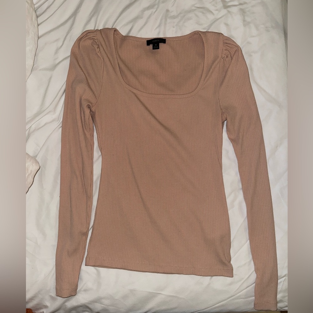 J. Crew Ribbed Square Neck Long Sleeve Top